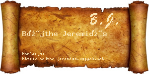 Bőjthe Jeremiás névjegykártya